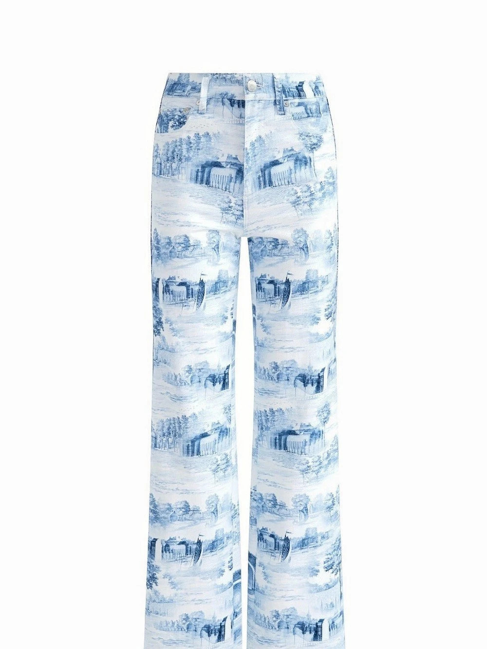 Alice + Olivia 28 Wide Leg Pant Blue & White Waist 28 NWT - Picture 3 of 10